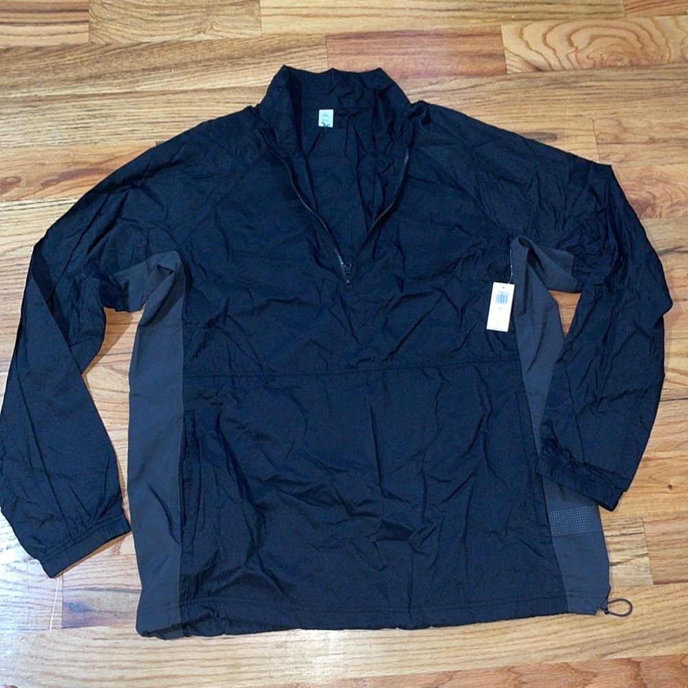 NEW Black  Lightweight Pull Over Quarter Zip Jacket Windbreaker light Ta…